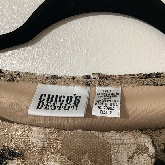 Y2K Chico's Tan Fairy Grunge Floral Lace Fairycore Forest Fairy Sleeveless Top L - Picture 4 of 7